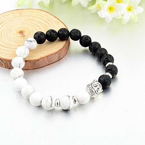 Yellow Chimes Bracelets for Men and Boys White Black Beads Bracelet for Men | D'Vine Buddha Beads Bracelet Stretchable Mens Bracelet | Birthday Gift for Men and Boys Anniversary Gift for Husband