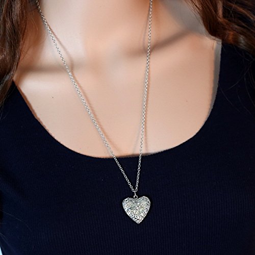 Yellow Chimes Chain Pendant for Women Silver Heart Pendant Glow-in-The-Dark Heart Locket Pendant for Girls and Women.