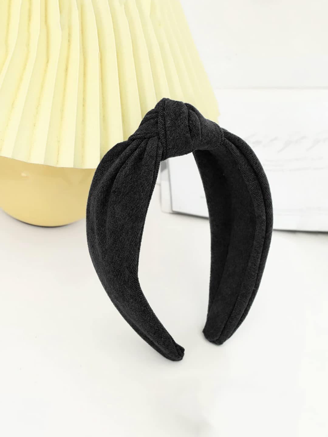 Yellow Chimes Hair Band for Women Girls Hair Accessories for Women Solid Denim Headband for Women Knot Fabric Hair Band for Girls Blue Headband Cross Knot Hair Bands Hair Accessories Gift for Women & Girls