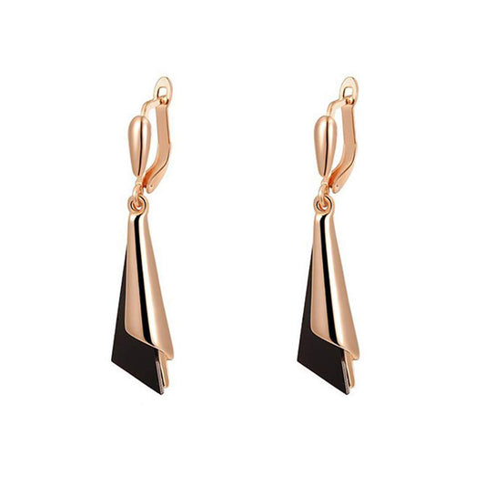 Yellow Chimes Western Statement Stylish Triangles Layered 18K Rose Gold Plated Drop Clip-on Earrings for Women and Girls