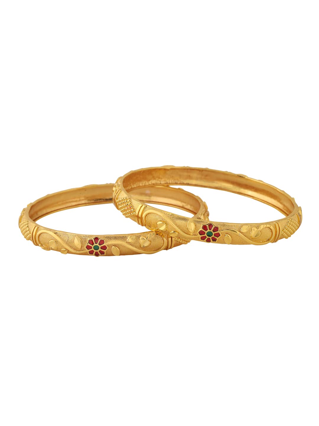 Yellow Chimes Bangles for Women Gold Toned Floral Designed Meenakari Touch Traditional Bangles for Women and Girls