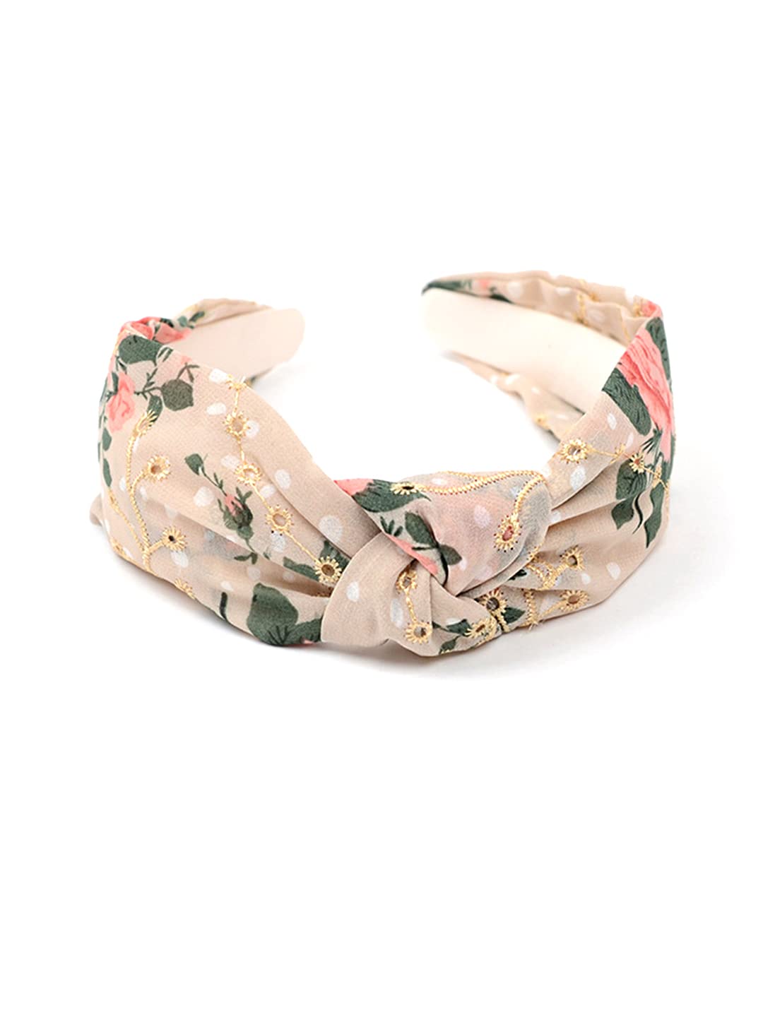 Yellow Chimes Hair Bands for Girls Peach Hairbands for Women Solid Fabric Knot Floral Printed Headband Hairband Hair Accessories for Women and Girls.