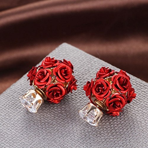 Yellow Chimes Designer Double Sided Fancy Wear Rose Earrings for Girls & Women