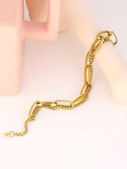 Yellow Chimes Chain Bracelet for Women Gold Plated Link Chain Stainless Steel Adjustable Bracelet for Women and Girls