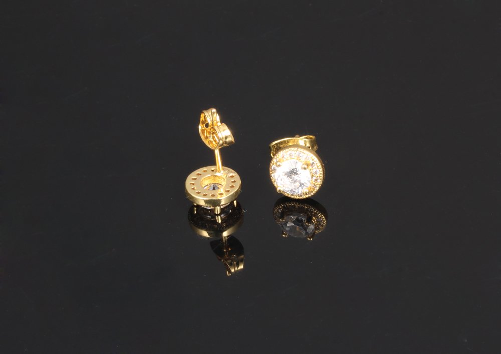 YELLOW CHIMES Swarovski Elements White Sparkling Crystal Golden Studs Earrings for Women & Girls