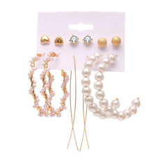 Yellow Chimes Combo Earrings For Women Set Of 6 Pairs Earring Gold Plated Stud and Pearl Hoop Earrings For Women and Girls
