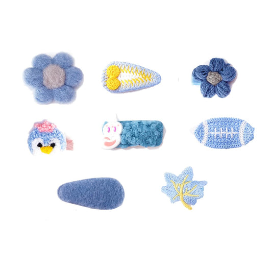 Melbees by Yellow Chimes Hair Clips for Girls Kids Hair Clip Hair Accessories For Girls Cute Characters Pretty Snap Hair Clips for Baby Girls 8 Pcs Blue Alligator Clips for Hair Baby Hair Clips For Kids Toddlers