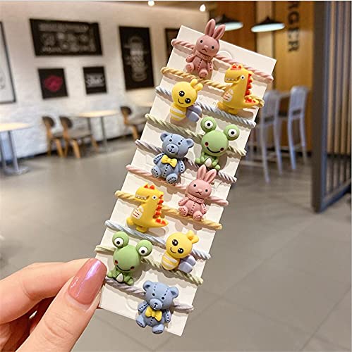 Melbees by Yellow Chimes Hair Clips for Girls 20 PCS Hairclips Set 10 Pairs Rubber Bands Ponytail Holder Cute Characters Rubber Bands for Kids and Girls Hair Accessories.
