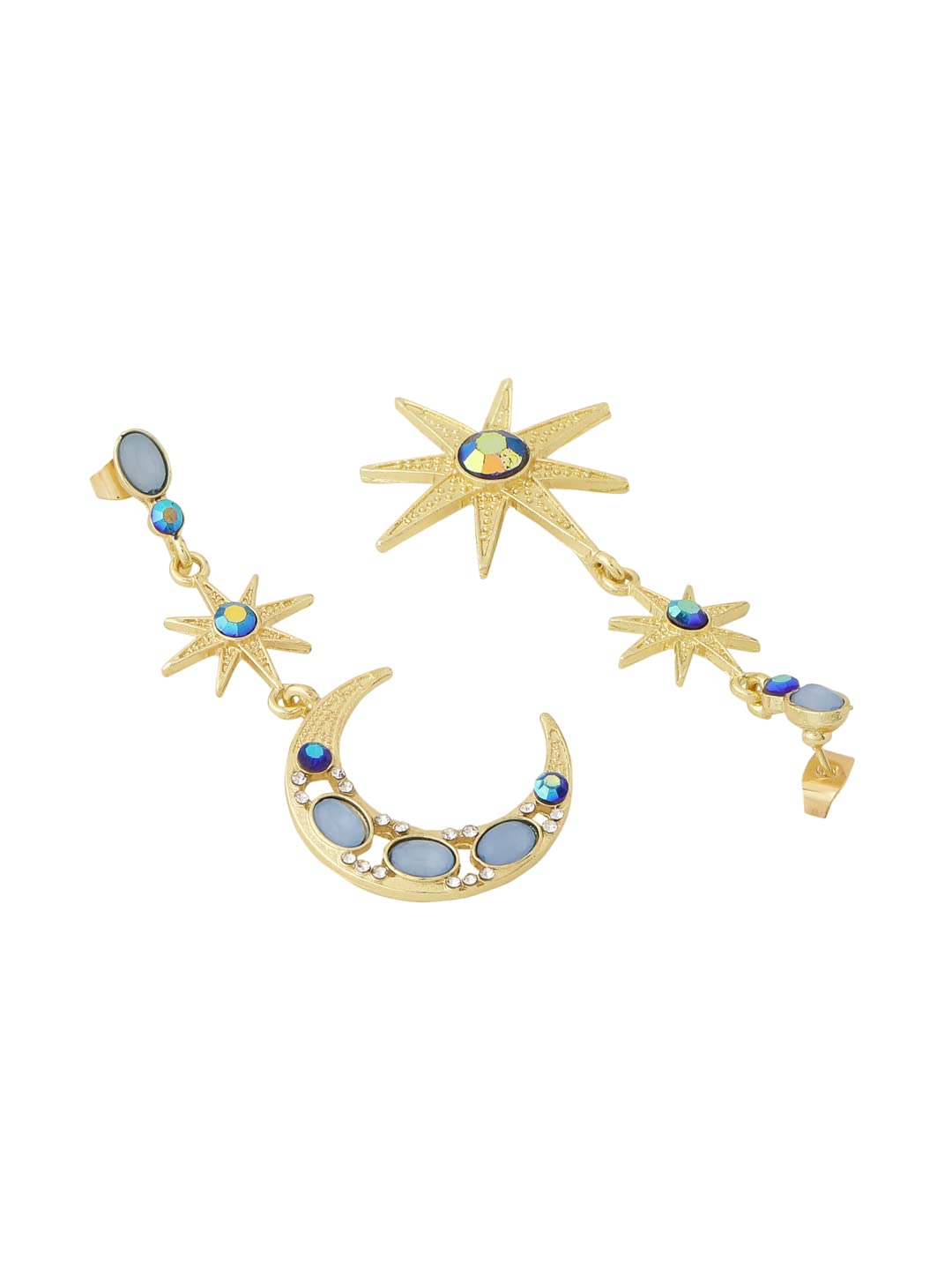 Yellow Chimes Earrings for Women and Girls Drop Earrings for Girls| Gold Plated Star & Moon Shaped Drop Earrings | Birthday Gift for girls and women Anniversary Gift for Wife