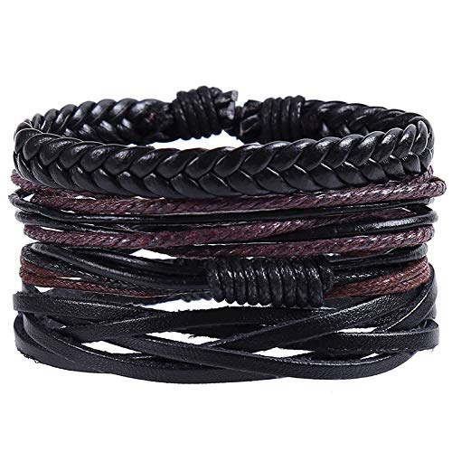 Yellow Chimes 4 Pcs Wrap Stylish Trendy Unisex by Yellow Chimes Multi Strand Bracelet for Men (Brown, Black) (YCFJBR-114WRP-DBR)