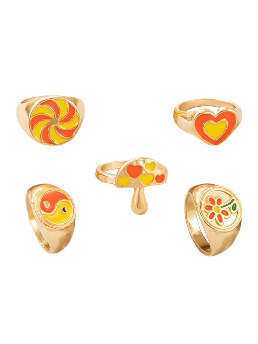 Yellow Chimes Knuckle Rings for Women Combo of 5 Pcs Stack Rings Gold Plated Midi Finger Ring Set for Women and Girls.