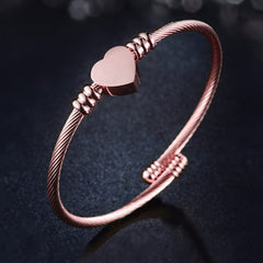 Yellow Chimes Bracelet for Women Stainless Steel Rose Gold Plated Heart Shaped Openable Kada Bracelet for Women and Girls