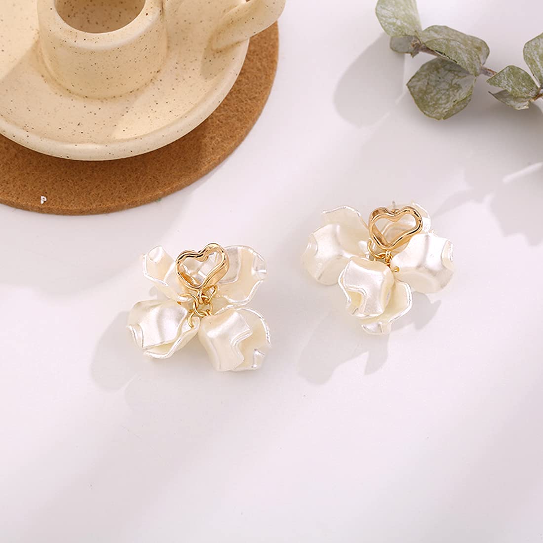 Yellow Chimes Combo of 2 Pairs Latest Fashion Gold Plated Floral Pearl Design Drop Stud Earrings for Women and Girls, Medium, YCFJER-02PRLDGN-C-WH