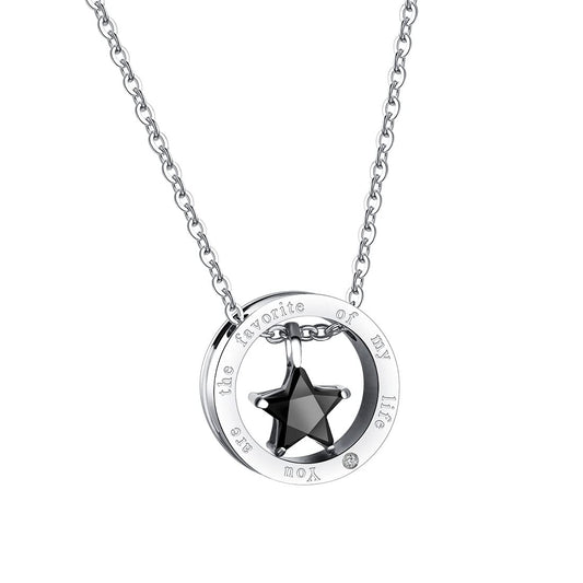 Yellow Chimes Chain Pendant for Men Silver Star Men Pendant Stainless Steel Black Star Charm Pendant for Women and Men