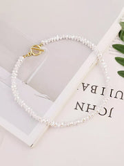Yellow Chimes Necklace for Women and Girls Fashion White Pearl Necklace for Women Western Irregular Pearl Necklace for Girls | Birthday Gift for girls and women Anniversary Gift for Wife