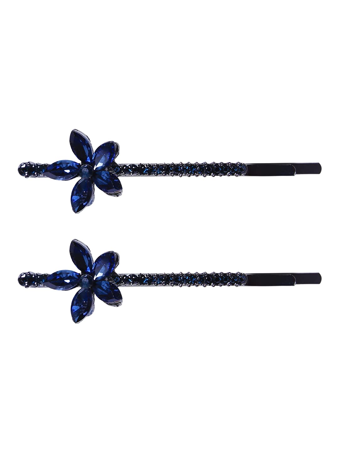 Yellow Chimes Hair Pins for Women Girls Hair Accessories for Women Hair Pin 2 Pcs Crystal Blue Cute Floral Bobby Pins for Hair Pins for Girls Bobby Pins fro women Gift for Women and Girls