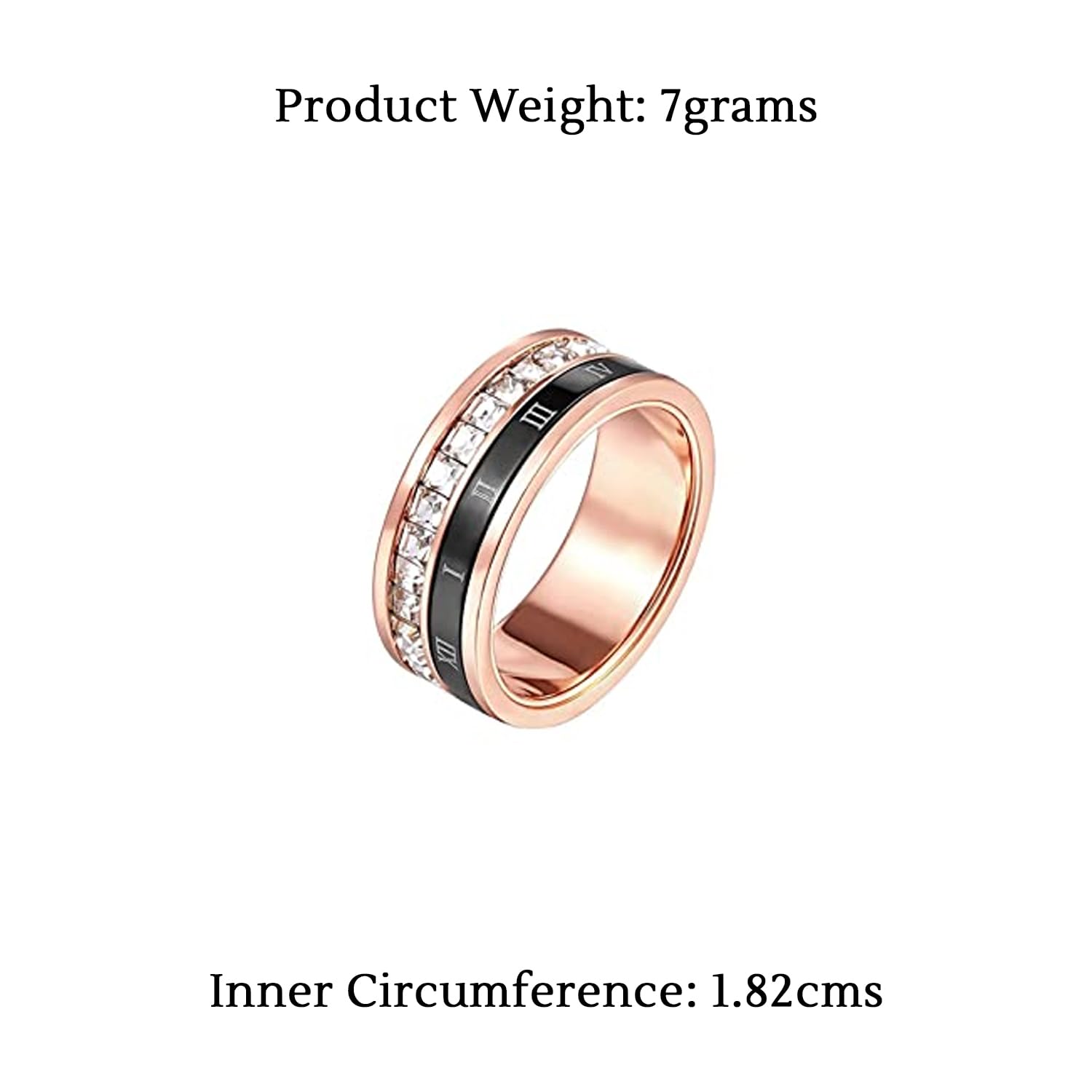 Yellow Chimes Rings for Women Stainless Steel Roman Numeral Spinner Ring Single Row Crystal Statement Ring for Women and Girls