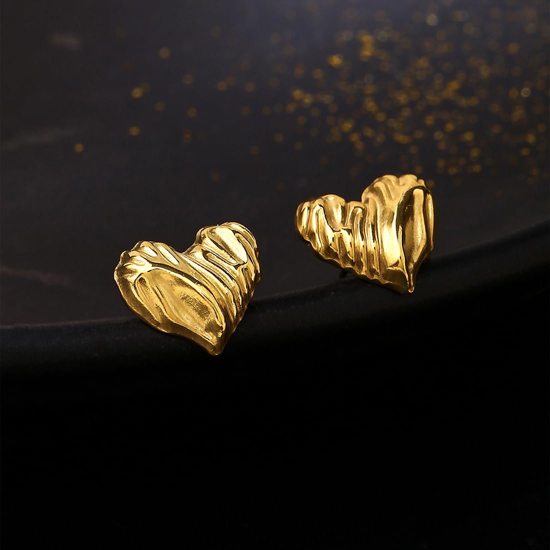 Yellow Chimes Earrings for Women and Girls Fashion Golden Stud Earrings | Gold Plated Valentine's Day Special Love Heart Stud Earrings | Birthday Gift for Girls and Women Anniversary Gift for Wife