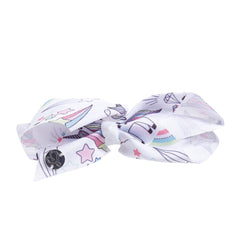 Melbees by Yellow Chimes Combo 2 Pcs Bow Hair Band Unicorn Printed Headband and Unicorn Alligator Hair Clips for Kids Girls (Pack of 2), Multi-Color, Medium