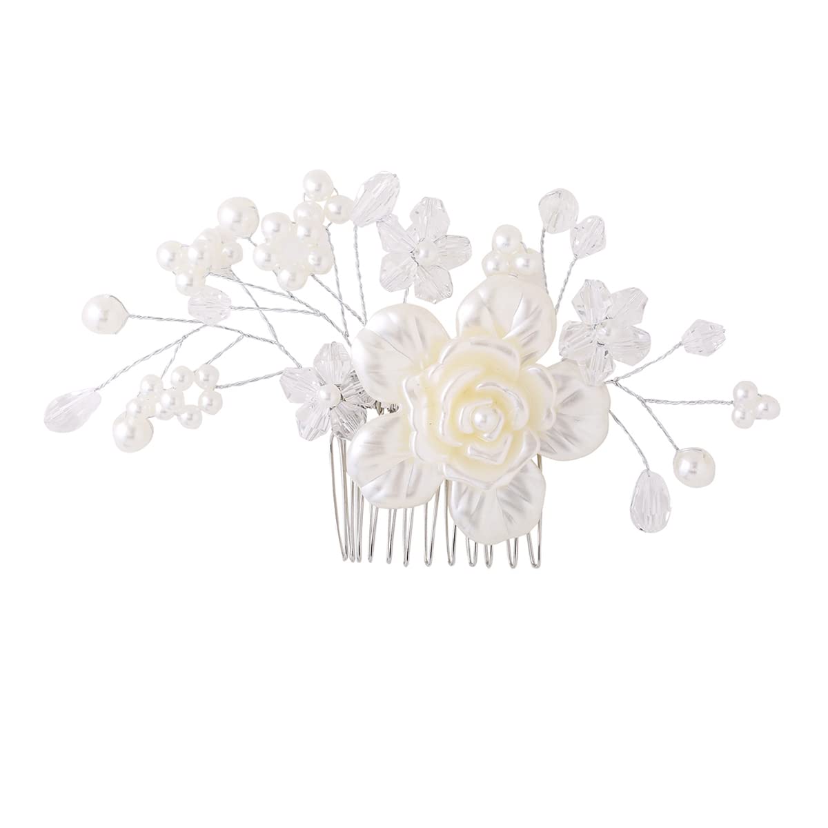 Yellow Chimes Comb Pin for Women Hair Accessories for Women Floral Comb Clips for Hair for Women White Pearl Hair Pin Bridal Hair Accessories for Wedding Side Pin / Comb Pin / Juda Pin Accessories for Women