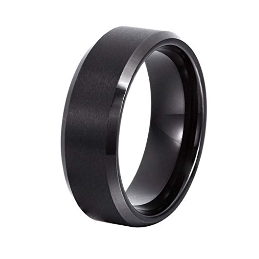 Yellow Chimes Rings for Women Black Ring 316L Stainless Steel Black Band Ring Women and Girls (10)