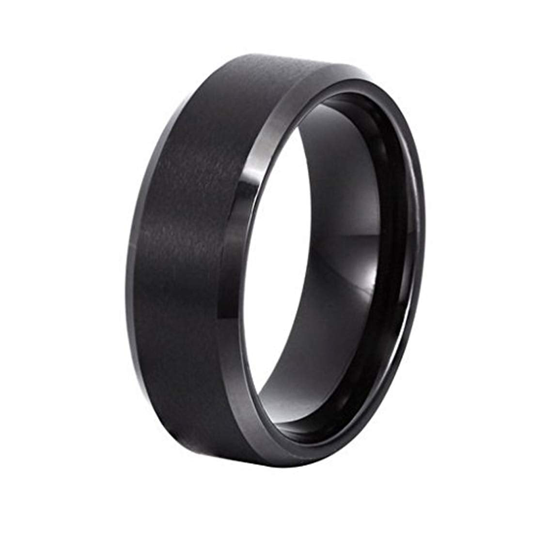 Yellow Chimes Rings for Women Black Ring 316L Stainless Steel Black Band Ring Women and Girls