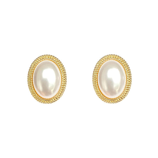 Yellow Chimes Earrings For Women Gold Toned Elegant Oval Shape Pearl Stud Earrings For Women and Girls