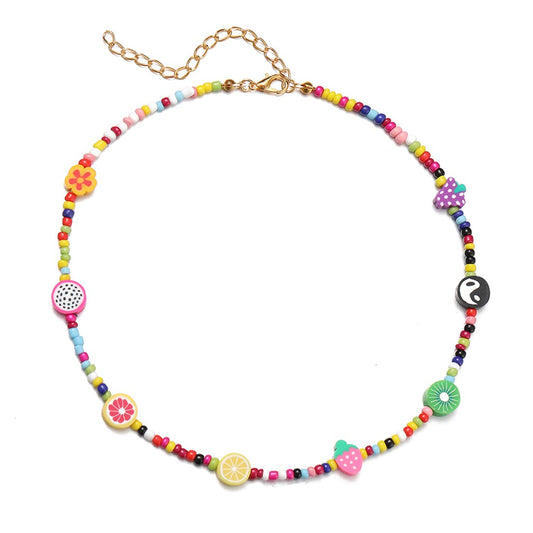 Yellow Chimes Necklace For Girls Multicolor Seed Beads Choker Necklace For Women and Girls