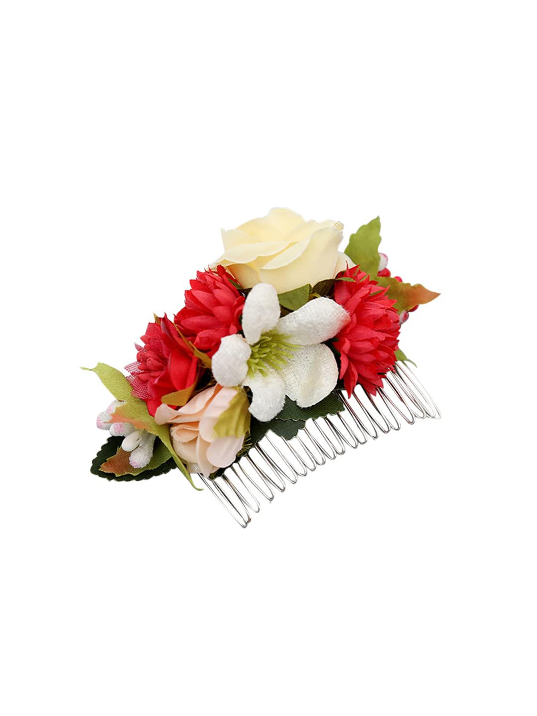 Yellow Chimes Comb Pin for Women Hair Accessories for Women Floral Hair Pins for Women Artificial Floral Hair Pin Bridal Hair Accessories for Wedding Side Pin/Hair Clip/Juda Pin Accessories for Women