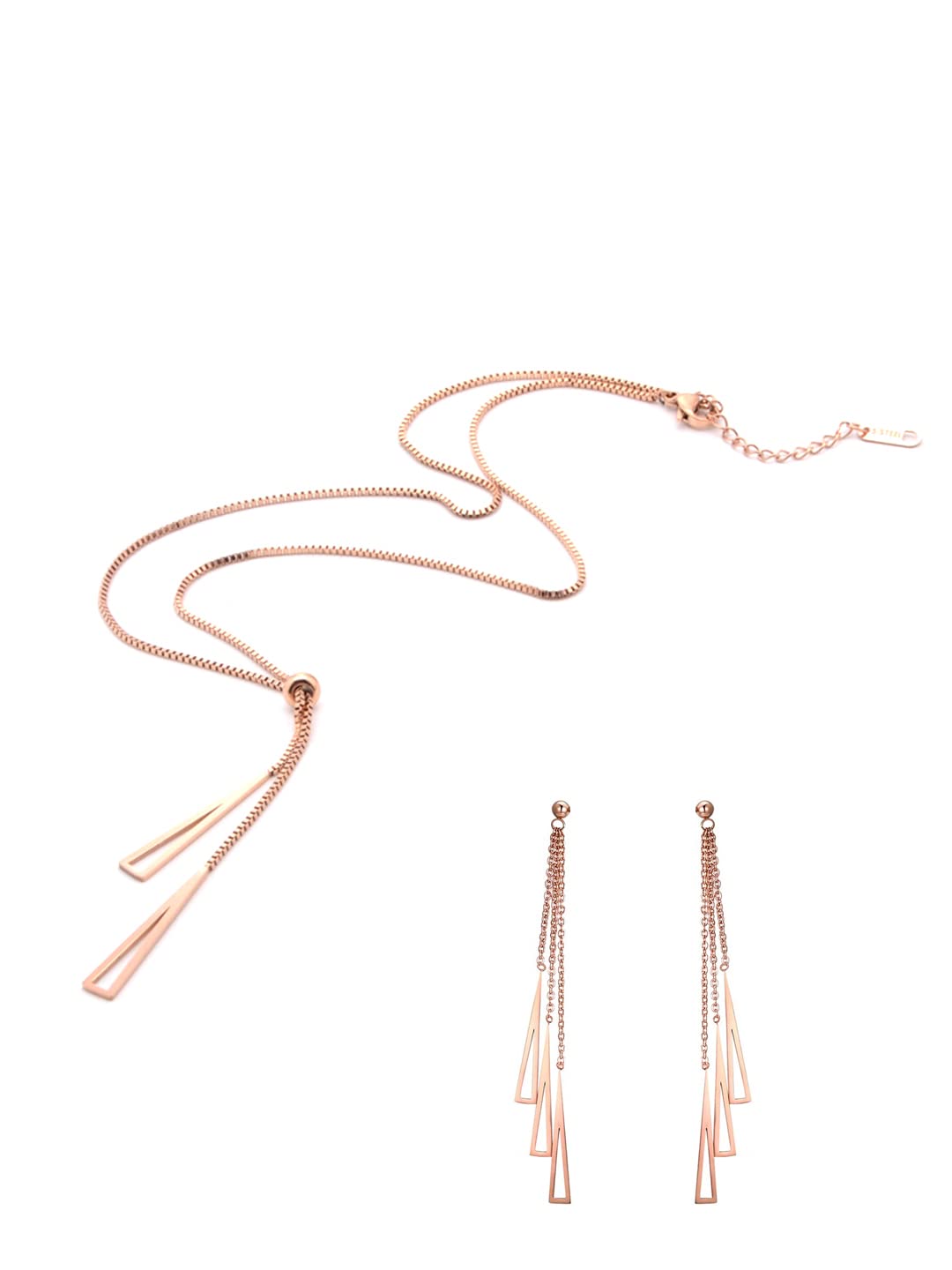 Yellow Chimes Chain Necklace With Threader Earrings Set (Style-6)