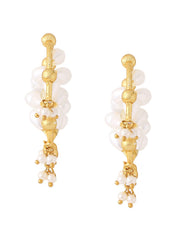 Yellow Chimes Hoop Earrings For Women Fascinating White Pearl Circular Mat Gold Finishing Hoop Earrings For Women And Girls