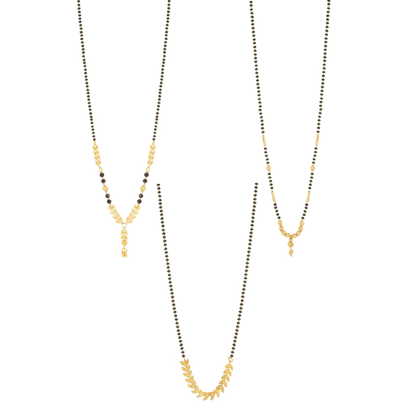 Yellow Chimes Mangalsutra for Women Combo of 3 Pcs Gold Plated Black Beads Mangal Sutra Pendant Necklace for Women and Girls.