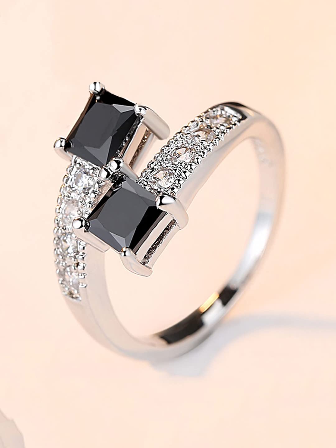Amazon.com: Cubic Zirconia Band Ring for Women Black Stone Rings (7):  Clothing, Shoes & Jewelry