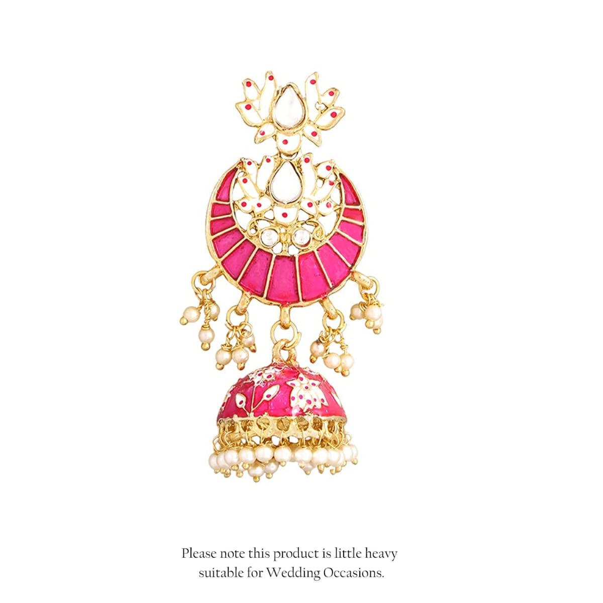 Yellow Chimes Jhumka Earrings for Women Gold Plated Traditional Pink Meenakari Lotus Chandbali Jhumka Earrings for Women and Girls