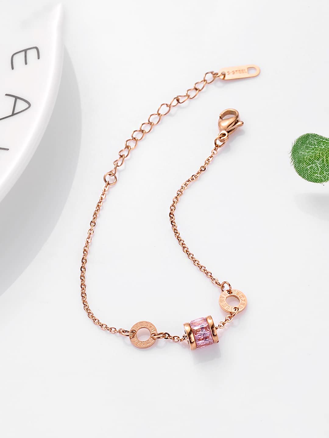 Yellow Chimes Bracelet for Women and Girls Rose Gold Bracelets for Women and Girls | Western Style Stainless Steel Crystal Chain Bracelet | Birthday Gift For girls and women Anniversary Gift for Wife