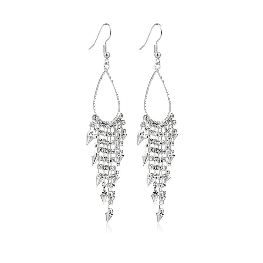 Yellow Chimes Sparkling Beauty Silver Chandelier Earring for Women & Girls.