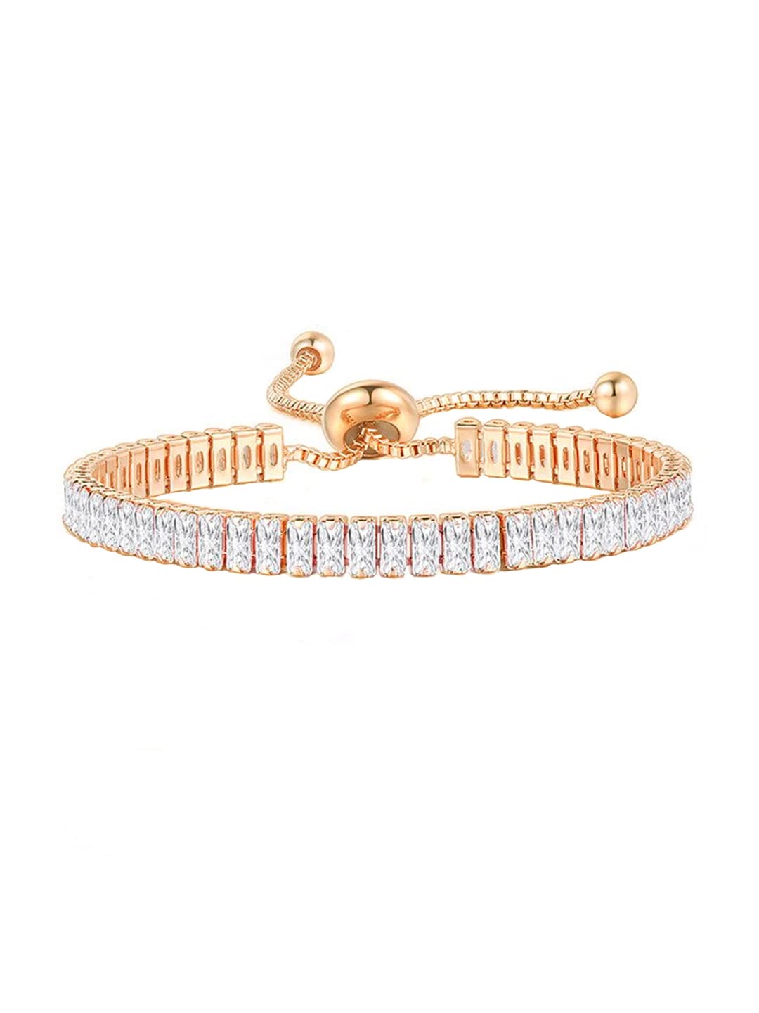 Yellow Chimes Bracelet for Women Rosegold Crystal Bracelets for Women | Rose Gold Plated Adjustable Chain Bracelet for Girls Tennis Bracelet | Birthday Gifts For Women Valentine Gift for Girls