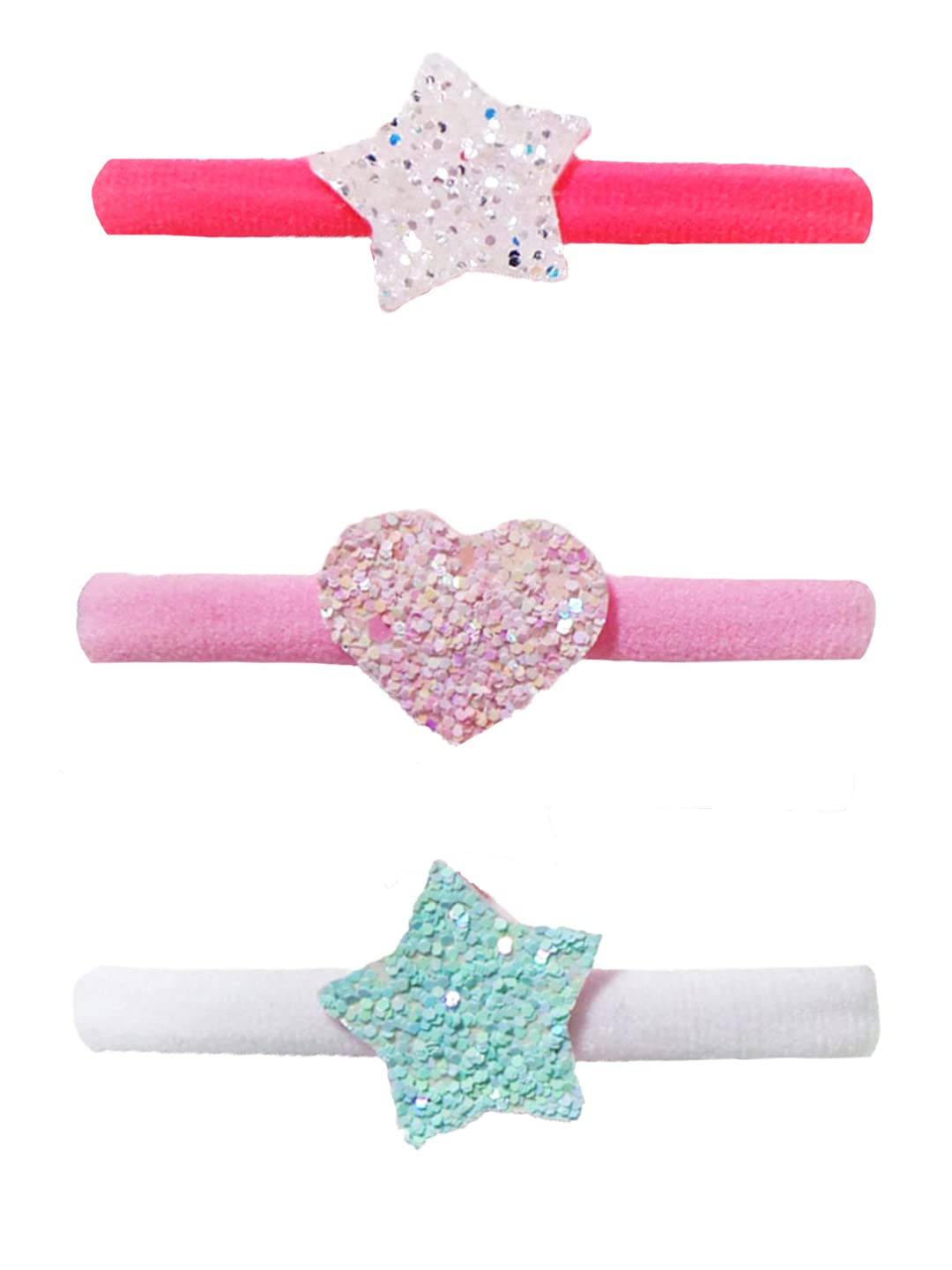 Melbees by Yellow Chimes 6 pcs Hair Clips Hair Band for Kids with Glittering Star Heart Charms Hair Accessories Pretty Snap Hairpins Hair Ties for Kids Girls (Pack of 6), Multi-Color, Medium (YCHACLRB-KD004-MC)