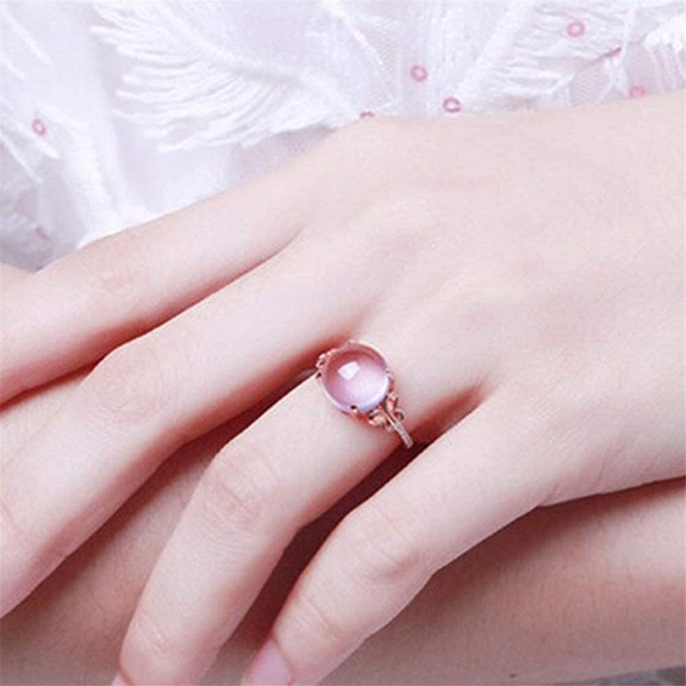 Yellow Chimes Rings for Women Hibiscus Pink Opal Butterfly Ring Cubic Zirconia Rosegold Plated Adjustable Ring for Women and Girl's