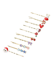 Melbees by Yellow Chimes Hair Pins for Girls Kids Hair Accessories for Girls Hair Pin 10 Pcs Bobby Pins for Hair Multicolor Charm Hairpin Bobby Hair Pins for Girls Kids Teens Toddlers