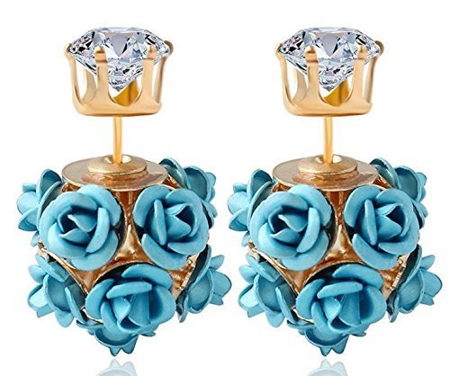 Yellow Chimes Designer Double Sided Fancy Wear Rose Earrings for Girls & Women