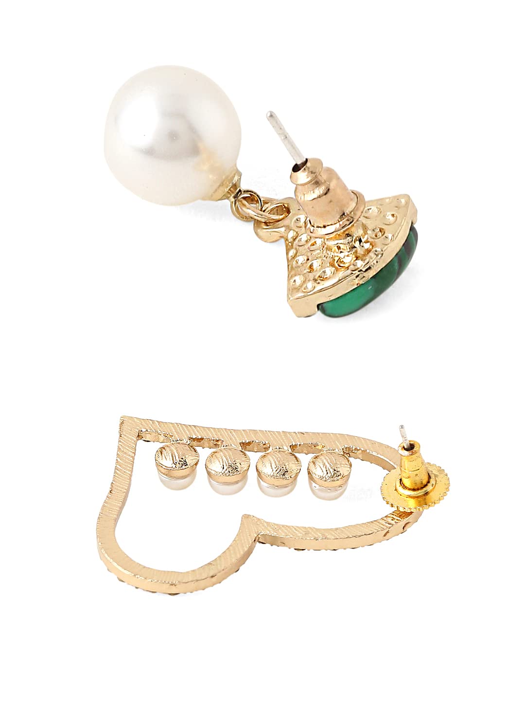 Yellow Chimes Combo of 2 Pairs Latest Fashion Gold Plated Pearl Design Drop Earrings for Women and Girls