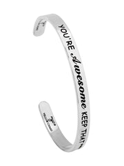 Yellow Chimes You're Awesome Keep That Up (Unisex) Inspirational Gifts Message Engraved Karma Band Bracelet Bangle Mirror Polish Stainless Steel for Women & Men