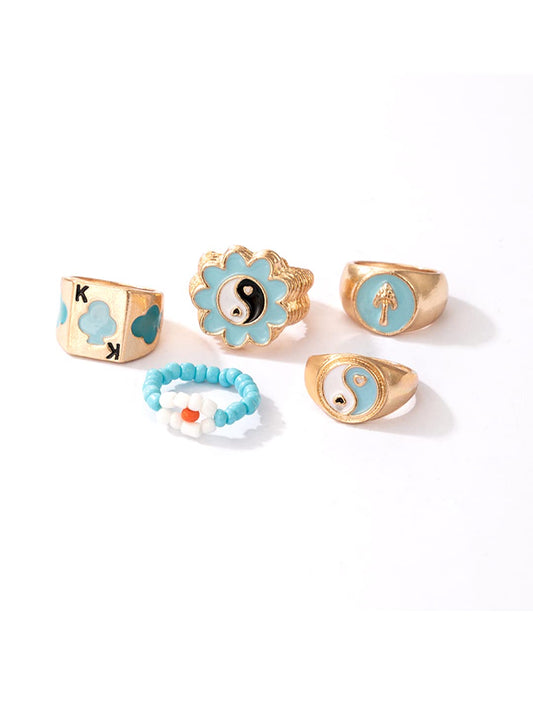 Yellow Chimes Rings for Women & Girls Stack Rings for Girls | Gold Tone Enamel Multi Designed Stack Ring for Women | Birthday Gift For girls & women Anniversary Gift for Wife