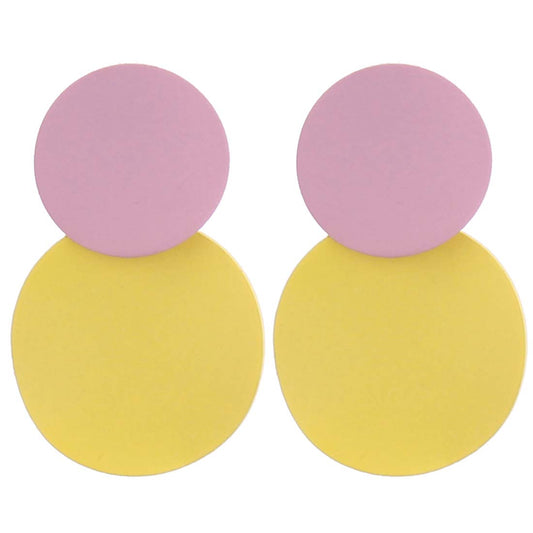 Yellow Chimes Enamel Dual Circle Dangle Earring for Women and Girls