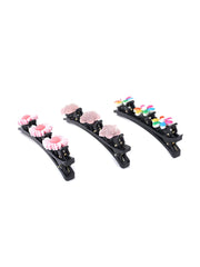 Melbees by Yellow Chimes Hair Clips for Girls 3 Pcs Hairclip Cute Floral Charms Hair Clips for Girls Alligator Hair Clip for Kids and Girls Hair Accessories.