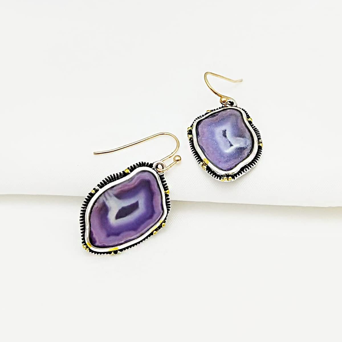 Yellow Chimes Earrings For Women Silver-Toned Purple Stone Studded Clip On Drop Earrings For Women and Girls