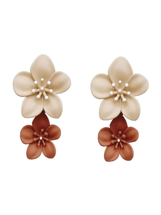 Yellow Chimes Earrings for Women and Girls Drop Earrings for Girls | Gold Toned Multicolor Dual Floral Designed Drop Earrings | Birthday Gift for girls and women Anniversary Gift for Wife