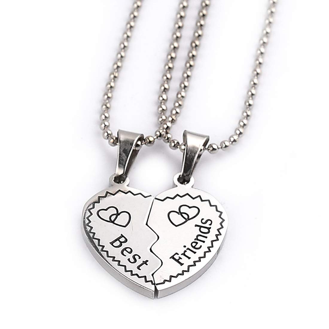 Yellow Chimes Pendant for Women and Girls Friendship's Day Special Silver Best Friend Chain Necklace | Heart Shaped 2 Pcs Best Friends Forever BFF Necklace Chain Pendant Locket | Gift for Best Friend