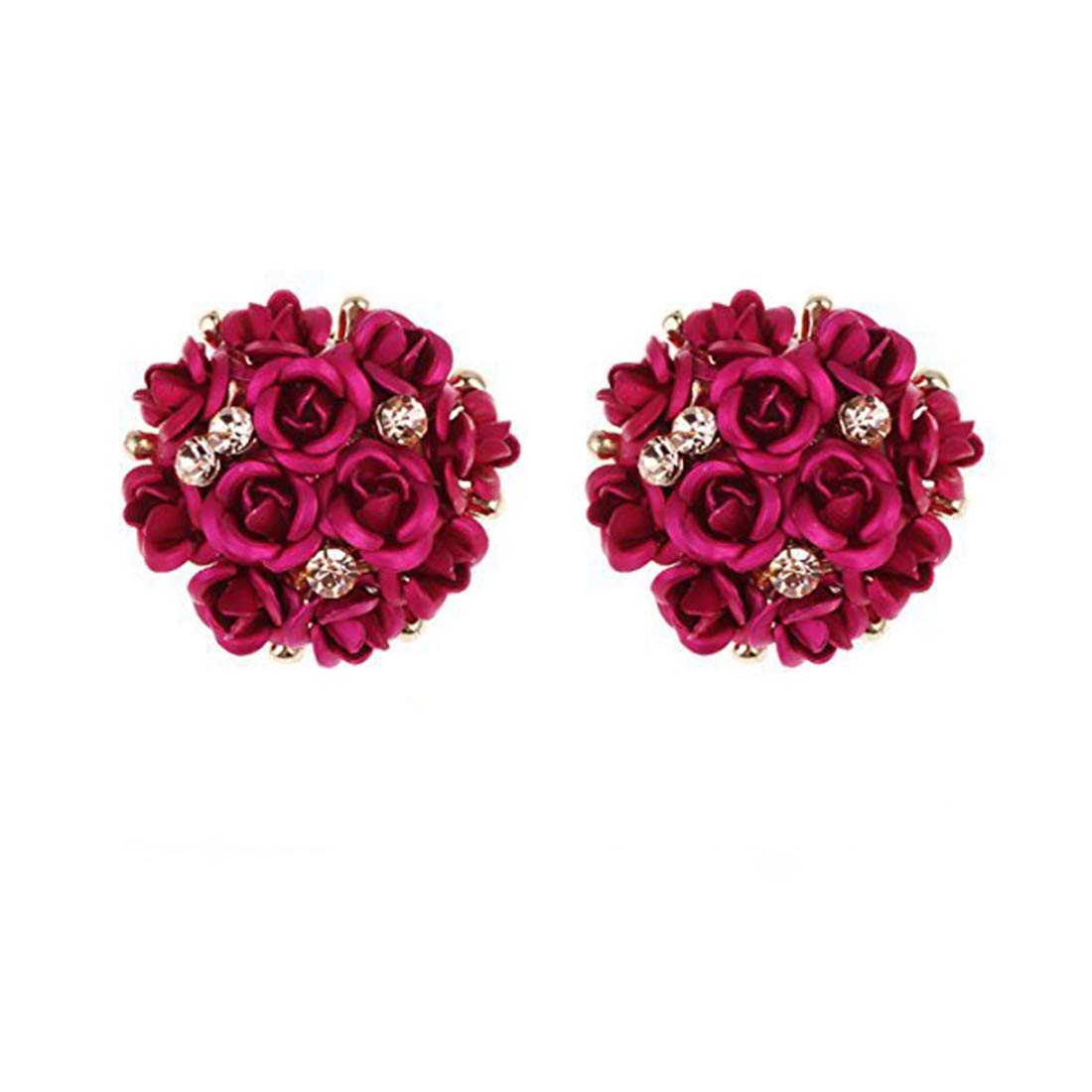 Yellow Chimes Pink Floral Stud Earrings For Women and Girls